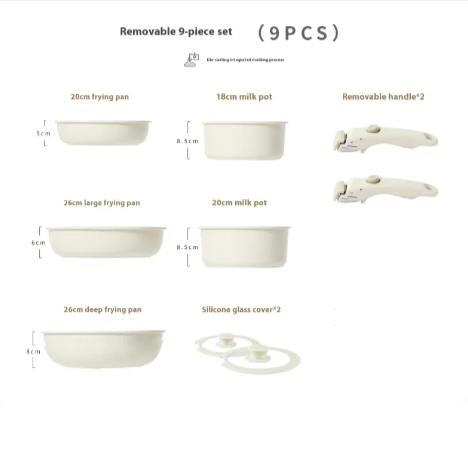 Juego de Ollas Antiadherentes con Mango Extraíble y Vaporera de grado Premium